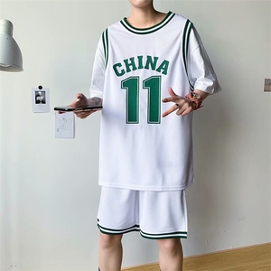 夏季运动套装男韩版百搭宽松篮球球衣短袖短裤两件套潮TZ721-p36图片