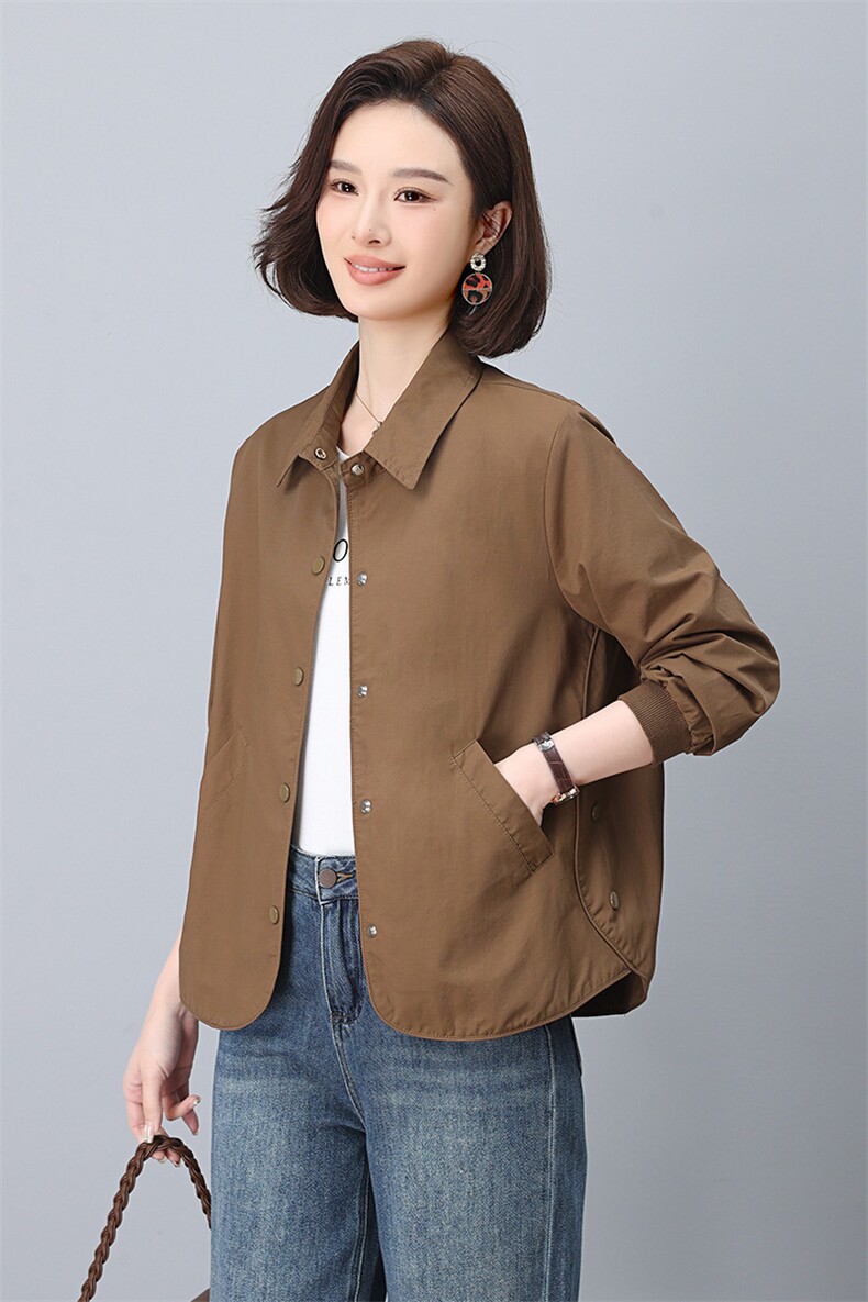 衬衫外套女春秋2025年新款大码宽松薄款长袖衬衣中年妈妈休闲上衣,女装短外套,雪樱依海