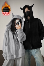 350g重磅小恶魔加厚双面摇粒绒情侣卫衣外套男W24537-特P60控108，女装短外套，电商A001
