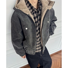 解构拼接连帽PU皮棉衣立体裁剪加绒加厚百搭夹克外套M6057，男装夹克，星座1116A（原606A-3）