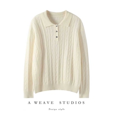 2025舒适百搭简约秋冬新款POLO领麻花羊绒衫,女装羊绒衫,朵暖羊绒, 2025舒适百搭简约秋冬新款POLO领麻花羊绒衫,女装羊绒衫,朵暖羊绒,