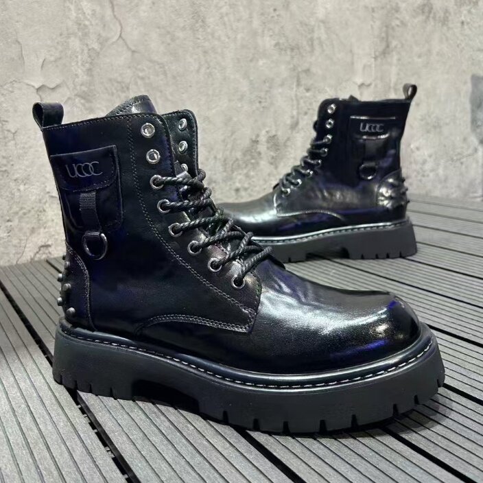 马丁靴男新款高帮复古短靴男靴子，男鞋马丁靴，星座1407-6