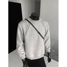 WY805-尺码M-3XL-特P26-美式解构拼接长袖打底衫宽松休闲上衣，男装T恤，星座1811B