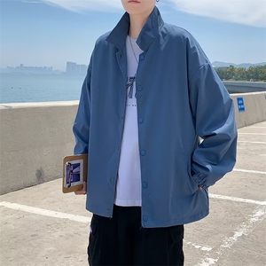 韩版ins潮流翻领夹克宽松工装外套春季日系立领衬衫男 W6907-P30图片