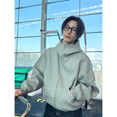抖音得物二开秋冬美式高街重磅结构高领拉链连帽卫衣外套W93，男装卫衣，电商A486-1