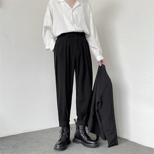 秋冬加绒魔术贴配马丁靴束脚西裤男女九分西装裤休闲裤子-X1993图片