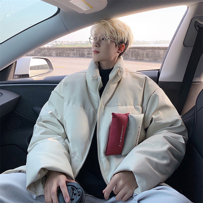 PU皮棉衣男冬季新款港风立领宽松休闲棉服学生面包服MF8603-P85，男装棉衣，星座214-3