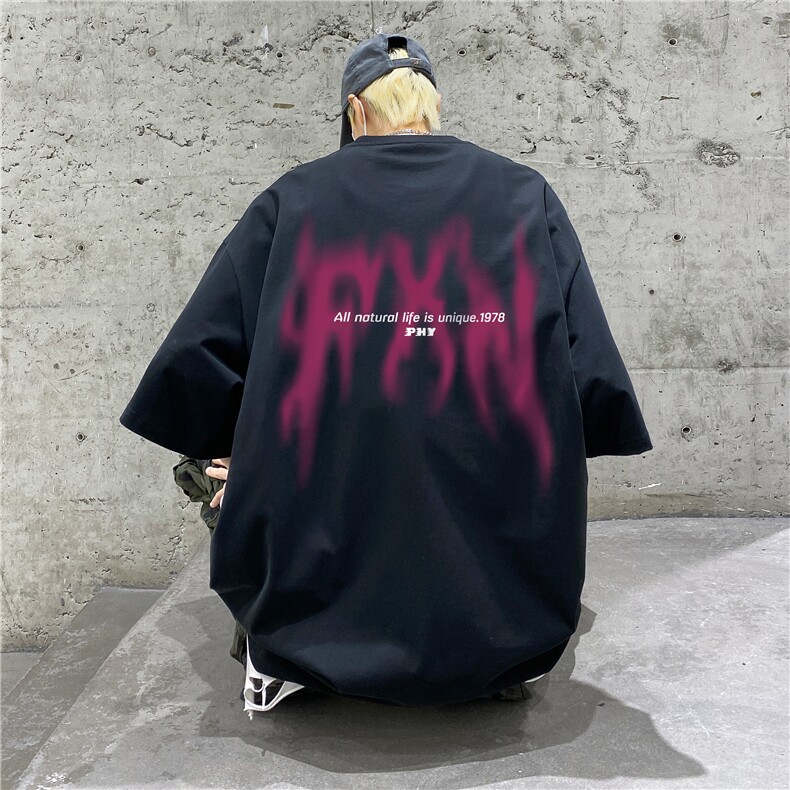 春夏新款纯棉高街字母印花短袖大码XZ604-DT211-P25控38,男装T恤,星座604