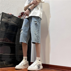 D2053-p45-控68现货风宽松cleanfit牛仔裤七分裤黑暗，男装牛仔裤，星座116
