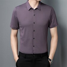 男士夏季短袖衬衫2023新款休闲商务衬衣男士上衣男装ZL1260-P60，男装衬衫，星座1105-3