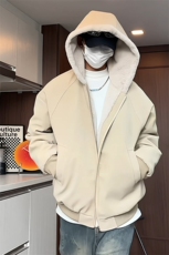 PY242/P95座山雕座山雕加绒PU皮男女同款连帽宽松棉衣，男装棉衣，电商基地A050