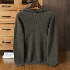新款男士羊绒连帽卫衣高品质保暖秋冬季时尚休闲长袖上衣男装，男装卫衣，榆莲羊绒