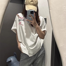 万针全刺绣工艺抖音得物高品质260克重磅纯棉双纱美式高街短袖T恤，男装T恤，电商A486-1