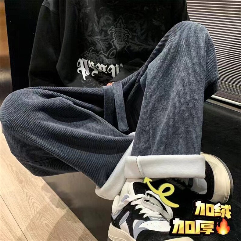 加绒重磅卫裤冬季男雪尼尔灯芯绒裤垂感阔腿裤993Ap65,男装休闲裤,电商D315A
