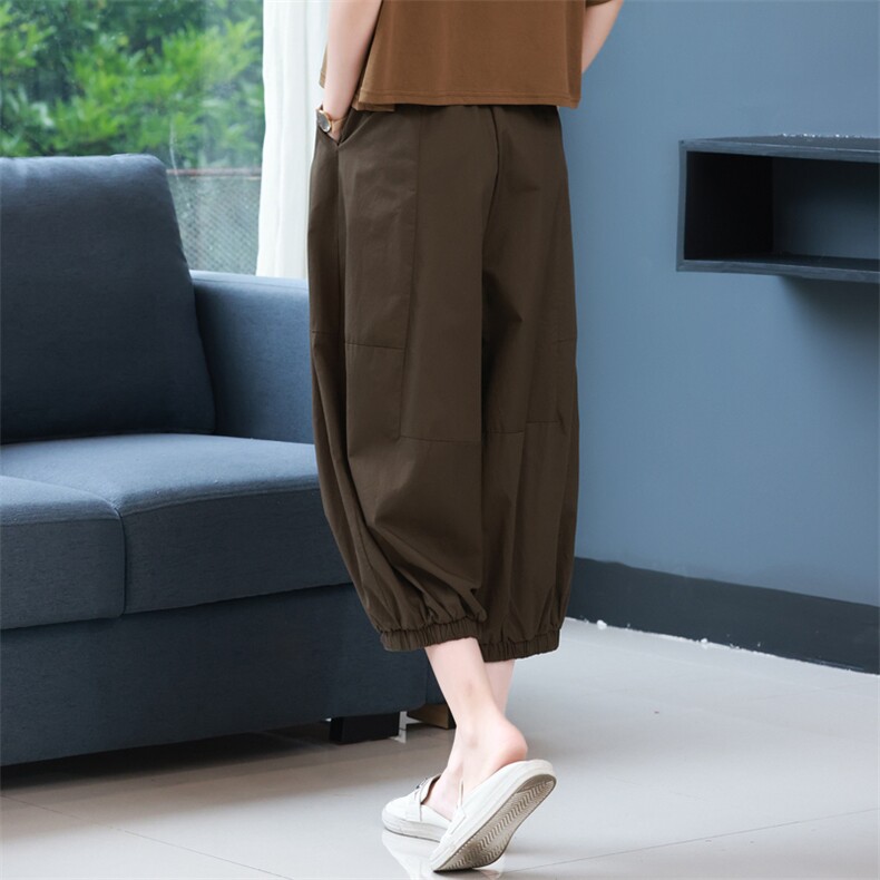2023年夏季新款纯棉女裤宽松显瘦韩版休闲百搭高腰哈伦七分裤子潮,女装休闲裤,简韵佳