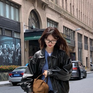 J519-P79 皮衣外套女2025秋季新款美拉德穿搭复古图片