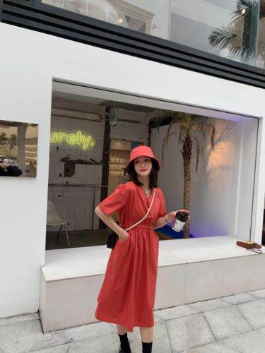 夏季新款韩版连衣裙，女装连衣裙，红头发儿