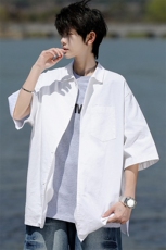 8XL-M亚麻短袖衬衫男夏薄款宽松休闲百搭大码半袖衬衣DC28002P50，男装衬衫，电商B312