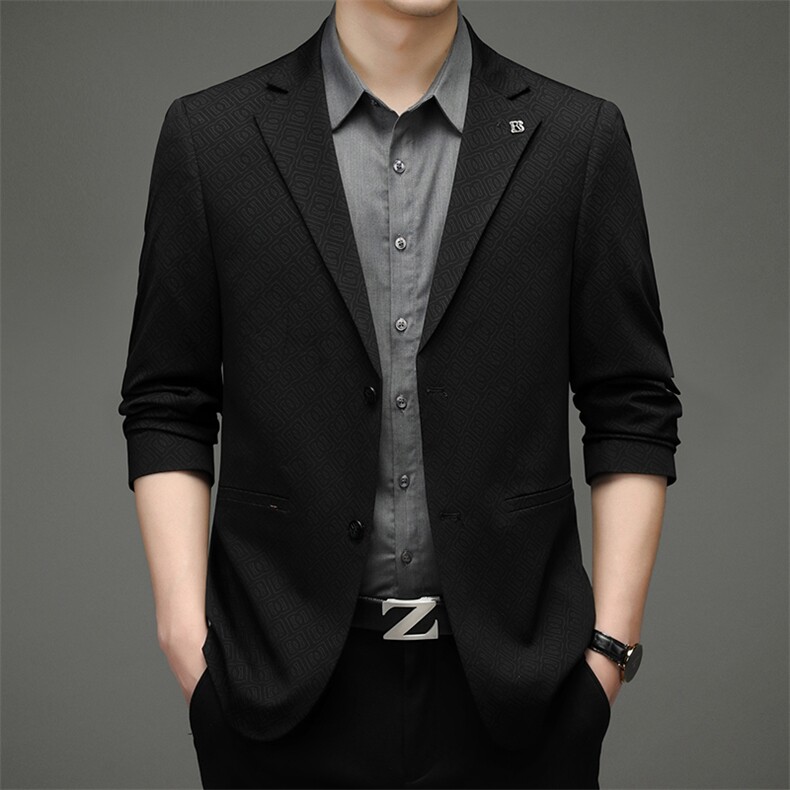 2023春季新款西服中年男士纯色商务休闲西装外套男装宽松单西礼服图片