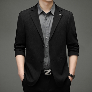 2023春季新款西服中年男士纯色商务休闲西装外套男装宽松单西礼服图片