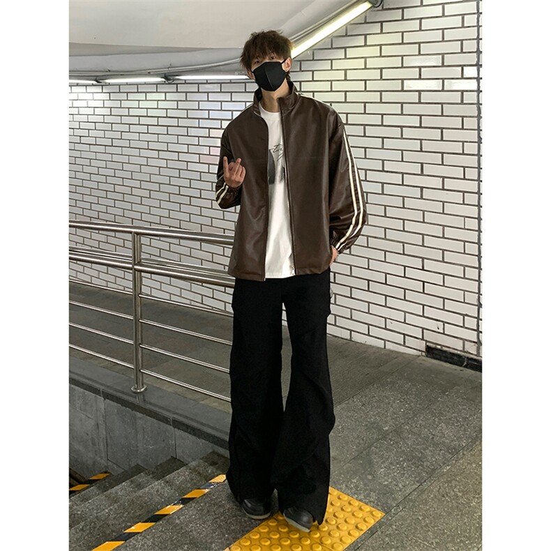 美式夹克宽松休闲皮衣秋季复古潮牌百搭皮衣外套HY593TP65,男装夹克,电商A102B