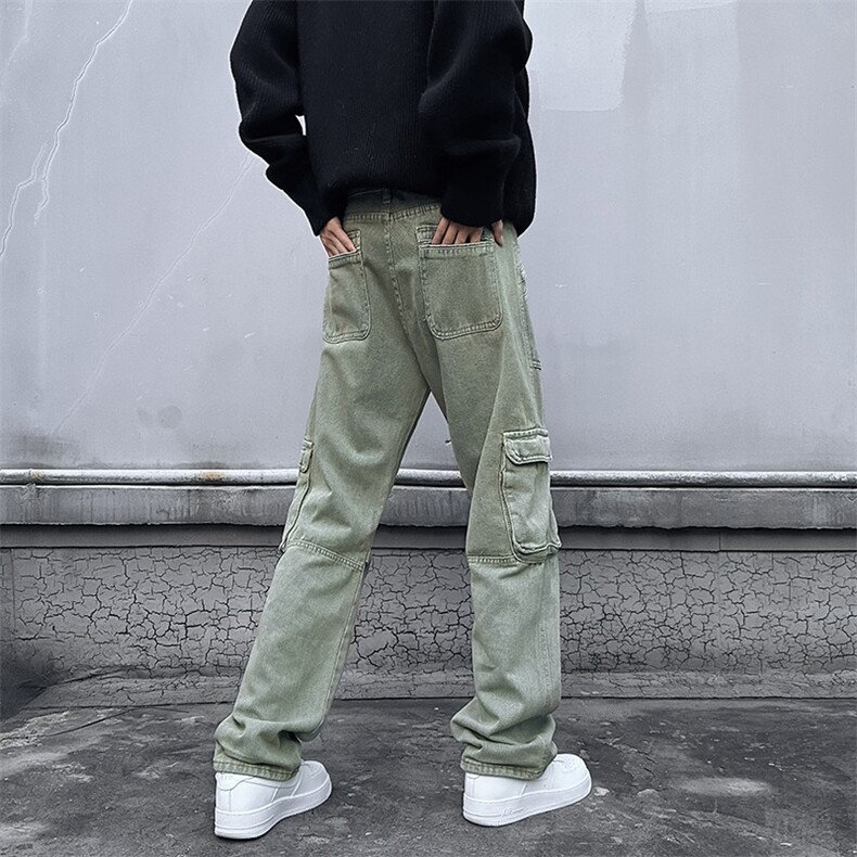 拼接工装复古牛仔裤潮流嘻哈口袋休闲hiphop裤子男女潮RK2111-P57,男装牛仔裤,星座412-3