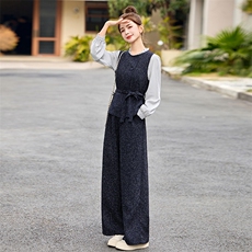 开春穿搭一整套时尚套装女2025新款通勤气质衬衫马甲阔腿裤三件套，女装套装/套裙，魅影