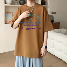 宽松短袖T恤男夏季2024新款美式半袖衣服ins潮男生体恤T117，男装T恤，星座1116A-1（原606A）