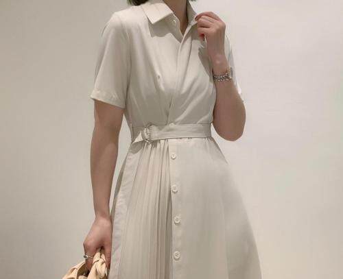 夏季气质收腰翻领衬衫裙，女装衬衫，东方名裳