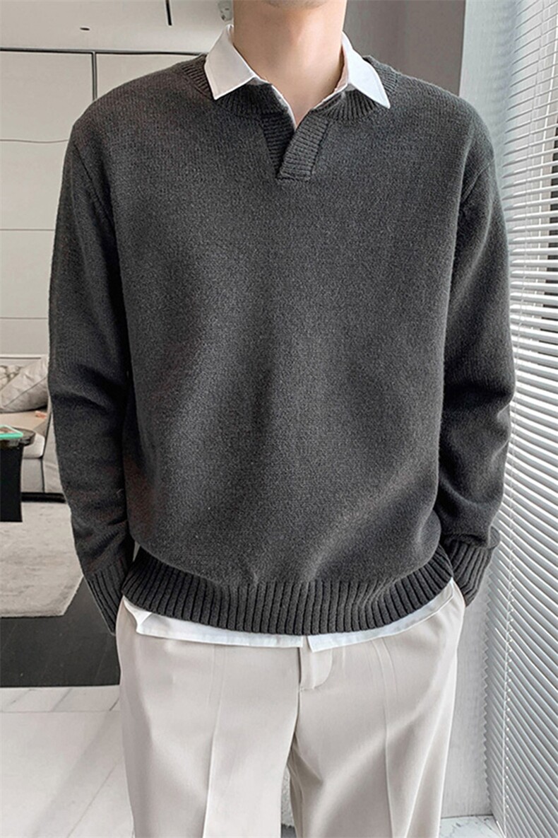 直播款纯色宽松V领针织毛线衣内搭打底针织衫M58/P68控88,男装针织衫/毛衣,电商A243