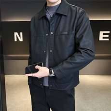 加绒皮衣男士外套冬季2025新款潮牌复古皮夹克A313-25905-P150，男装夹克，电商A313