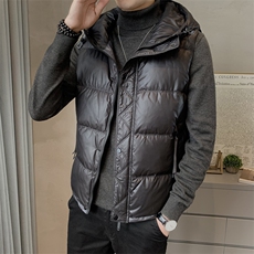 短款连帽羽绒马甲男日系面包服保暖外套马甲背心M508-P120，男装背心/马甲，电商A237