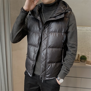 短款连帽羽绒马甲男 日系面包服保暖外套马甲 背心M508-P120图片