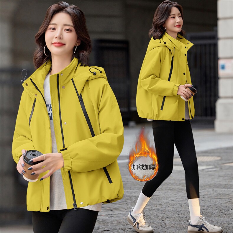 2025冬装新款连帽加绒外套,女装短外套,依路服饰