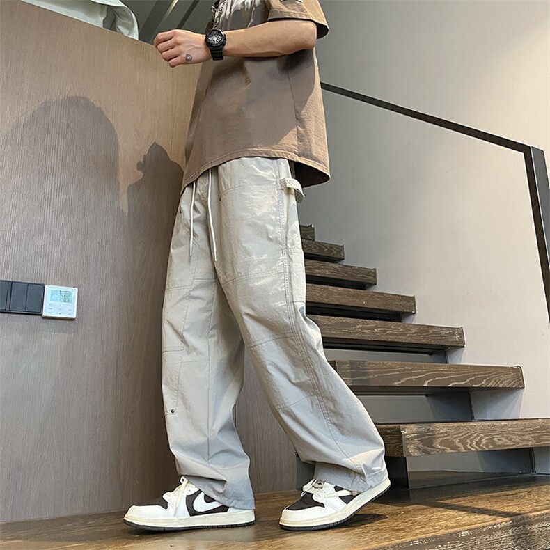 2025春季新款垂感休闲裤男宽松直筒九分裤纯色百搭K229P55,男装休闲裤,电商B278