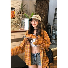 TC795-P45初秋穿搭气质格子长袖衬衫外套女夏季法式防晒衬衣上衣，男装防晒衣，星座617A-2