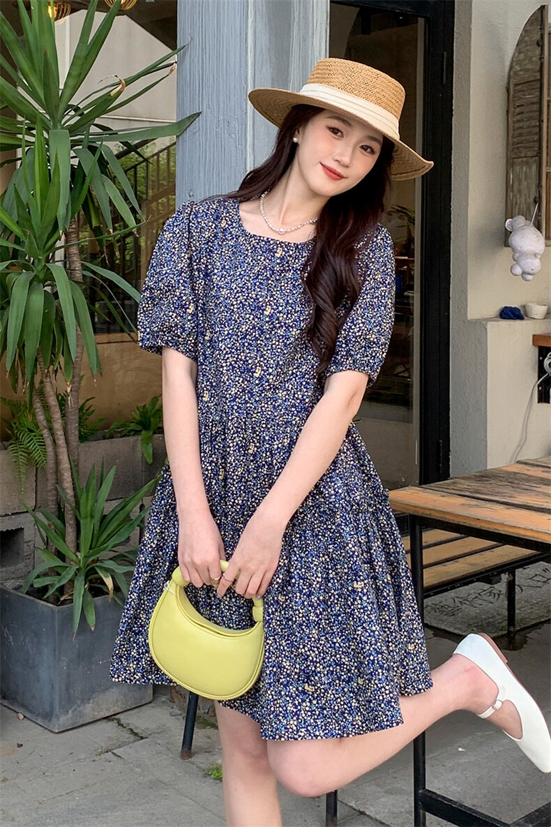 大货已出时髦复古碎花连衣裙,女装连衣裙,MQ