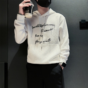 痞帅高级感刺绣男士连帽卫衣外套社会小伙店主风301C-WY51P68控98图片