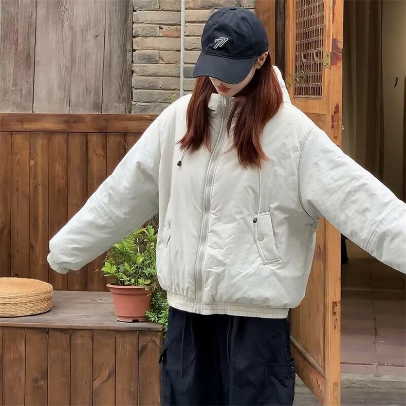 复古毛领连帽棉服女冬季设计感加厚保暖派克服棉衣外套2025新款,男装棉衣,星座506A