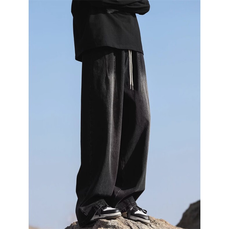 网络图，设计感辑明线男女同款百搭黑色牛仔裤XZ302B-1-N18P45,男装牛仔裤,星座302B-1