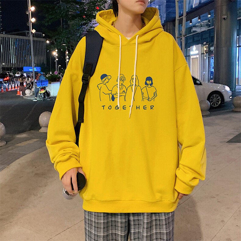 WY2191-P35 加绒款-P40 纯棉连帽卫衣男大码运动帽衫宽松薄外套男图片