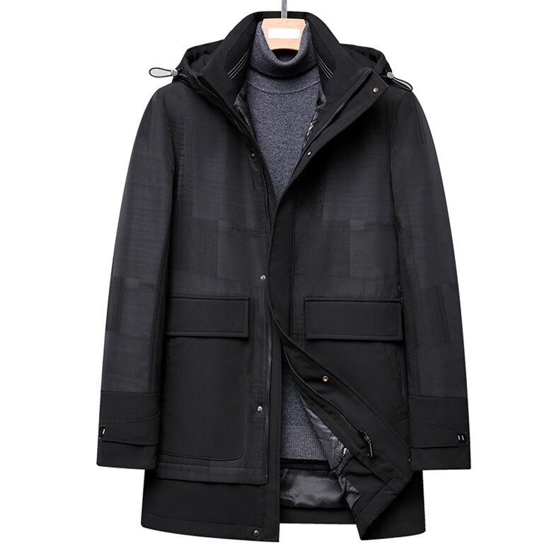新款羽绒服男连帽冬季中年男士保暖休闲90白鸭绒外套DS2283-P330，男装羽绒服，电商B212（原钱塘6029）