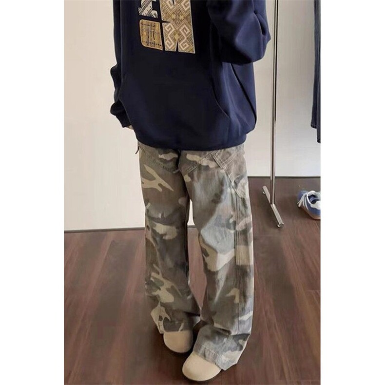 DA618-P60美式复古迷彩裤子男工装裤潮牌直筒长裤男潮-网图现货,男装牛仔裤,星座603-2