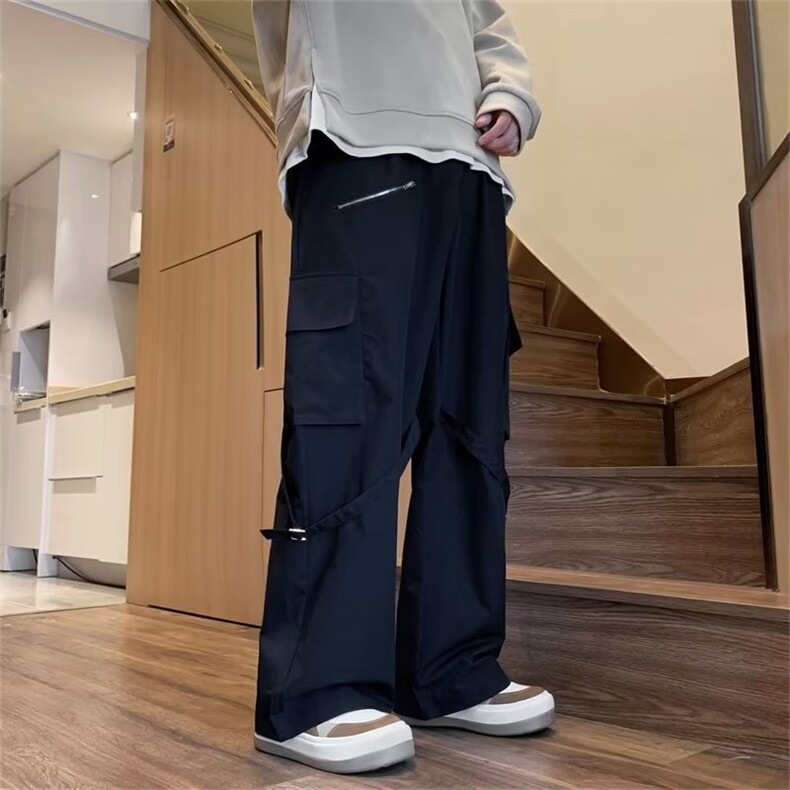 ins街头工装裤男宽松直筒阔腿裤秋冬季潮牌高街休闲长裤K1038-P43,男装休闲裤,星座1008