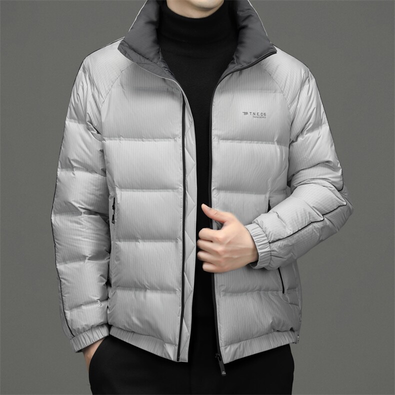 羽绒服男士冬季新款保暖加厚鹅绒立领纯色外套中年商务休闲冬装,男装羽绒服,电商B212（原钱塘6029）