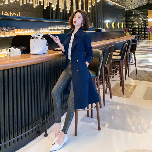 绿色风衣女中长款小个子过膝2025年新款chic气质高端大牌春秋外套,女装风衣,沫晗依美