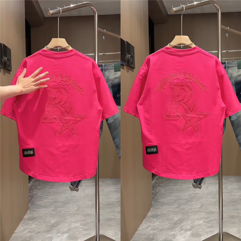 直播间同款夏季潮流时尚男士短袖T恤圆领休闲小众设计感ins穿搭,男装T恤,电商B212（原钱塘6029）