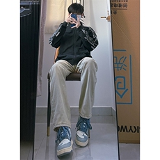 B221美式ins高街小众拉链直筒牛仔裤LK23028-P60控78，男装牛仔裤，电商B221