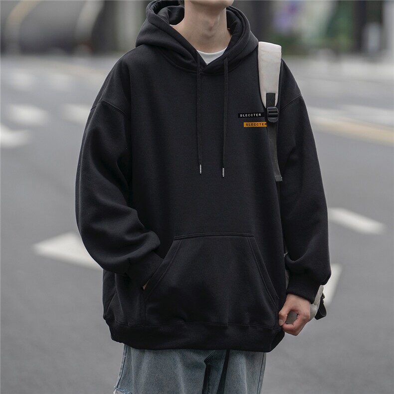 潮牌加厚连帽卫衣男简约休闲宽松ins加绒帽衫D328-WY23101-P65,男装卫衣,电商D328