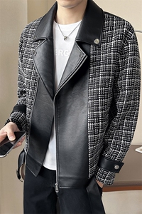 店主风~2025秋季小香风拼接机车服夹克外套 K530/P125图片